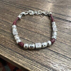 Brighton Silver Plated Leather Beaded Bracelet **RETIRED**